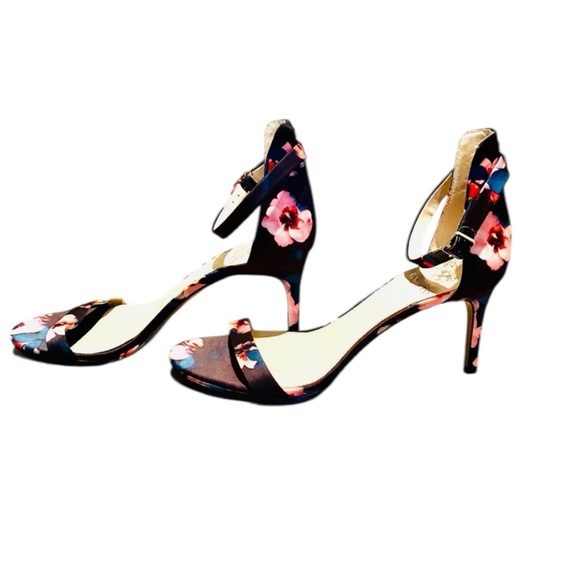 Vince Camuto Navy and Pink Floral Heels Size 10 - Picture 3 of 15